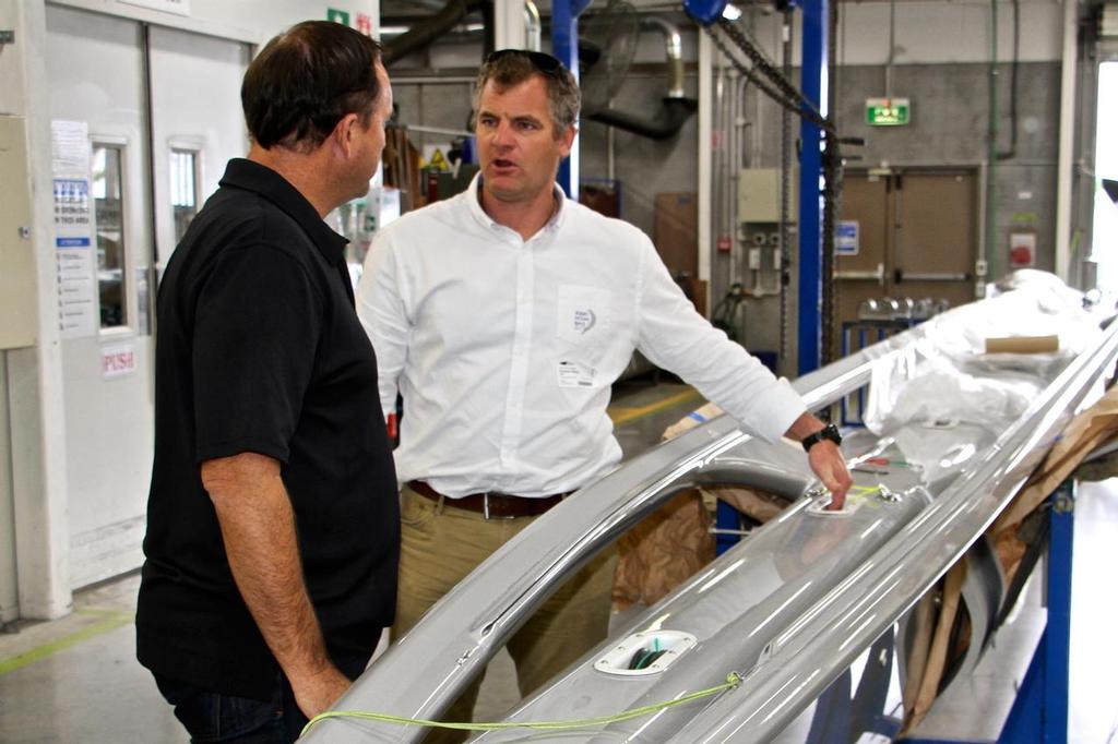 Volvo Ocean Race’s Richard Mason, discusses a superyacht boom with Lance Manson of Southern Spars - Southern Spars, Avondale facility, Auckland NZ April 18, 2016 © Richard Gladwell www.photosport.co.nz